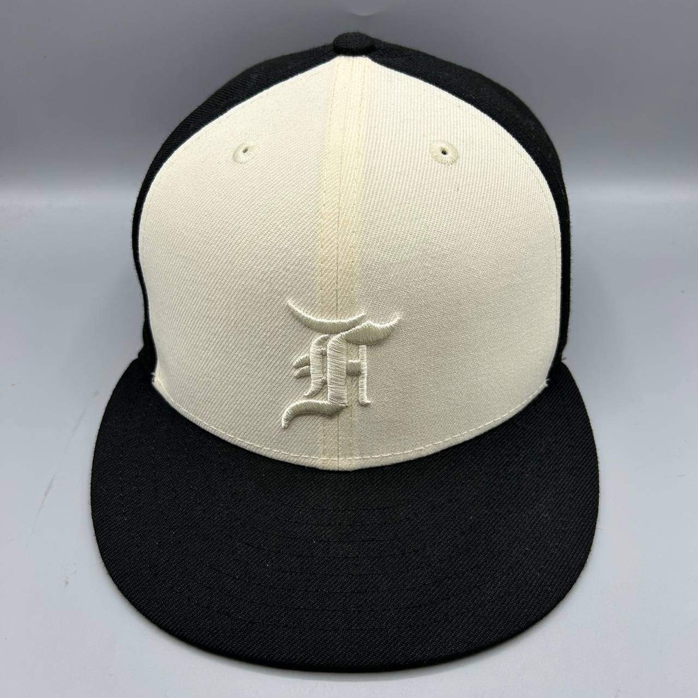 Fear of God Hat Men 7 1/8 White Black 59Fifty New Era Fitted Cap FOG New